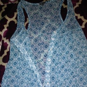 Light blue paisley see through dress top